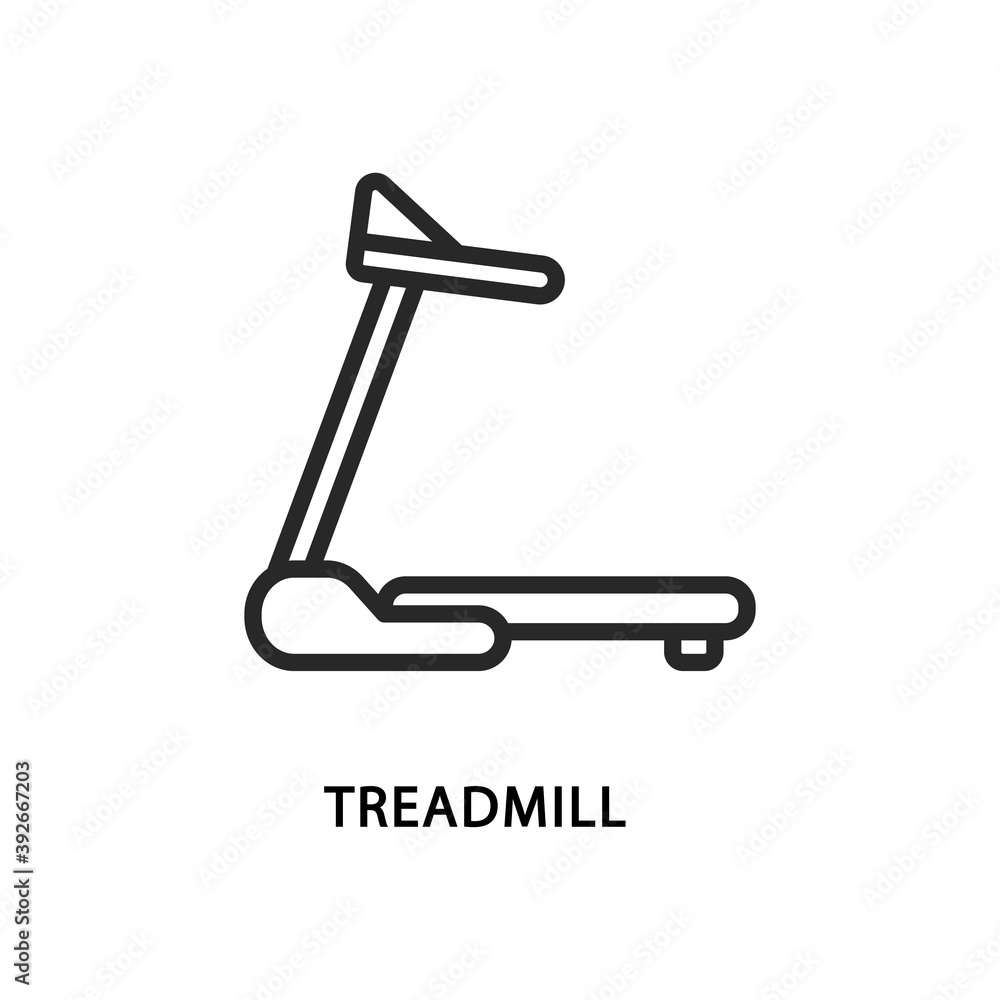Treadmill flat line icon. Vector illustration cardiovascular equipment for gym. Treadmill flat line icon. Vector illustration cardiovascular equipment for gym.
