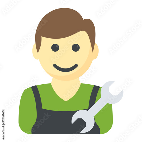 
Man with spanner showing concept of repairman and technician 

