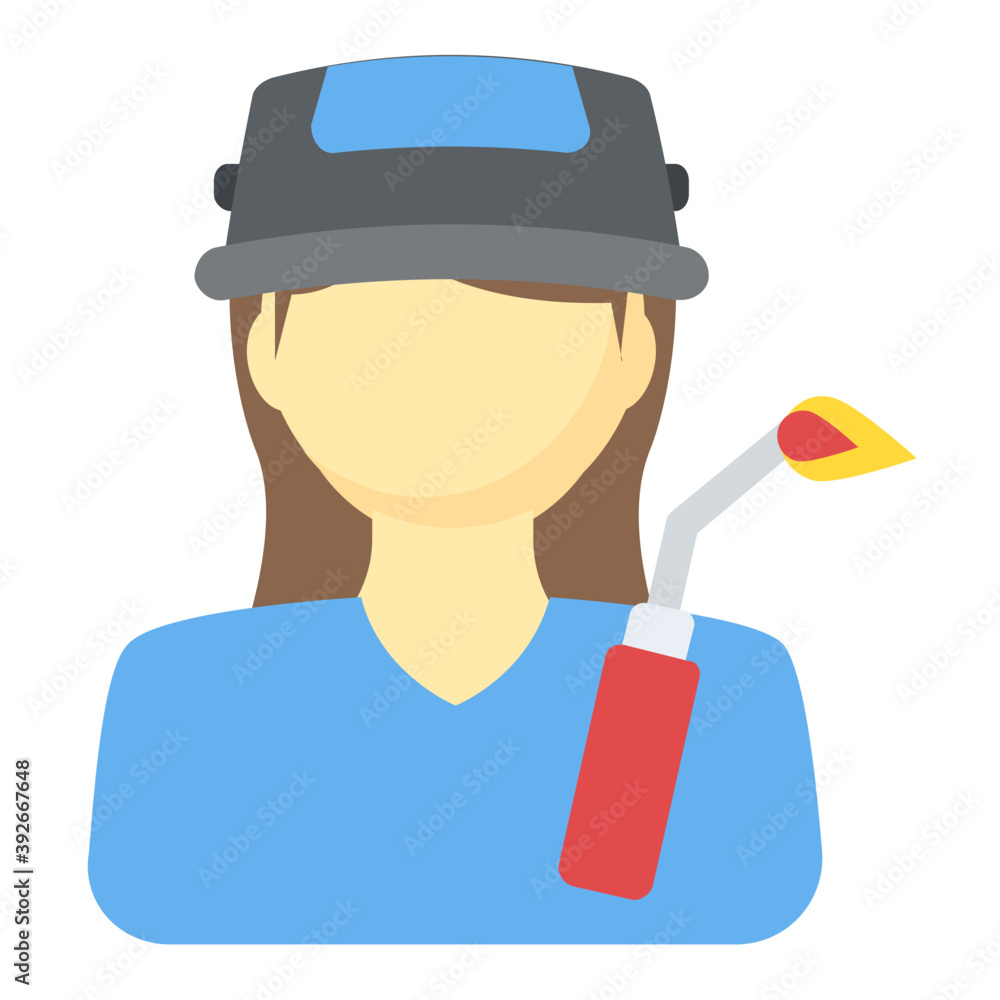 
Flat icon design of welder or factory worker
