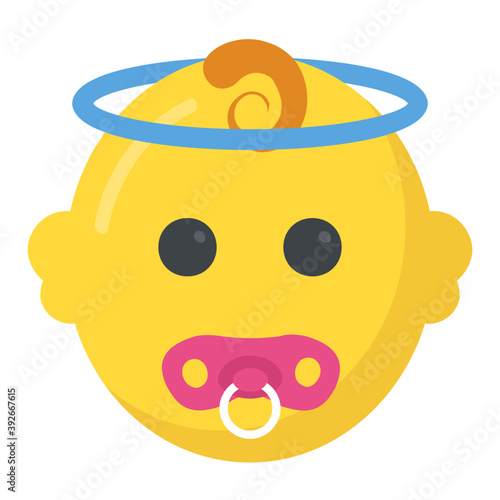 
A flat design of newborn baby with pacifier 
