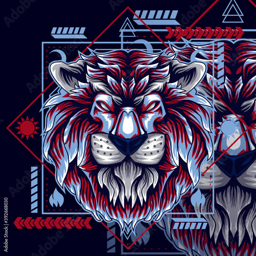 LION HEAD FACE KING VECTOR FIRE photo