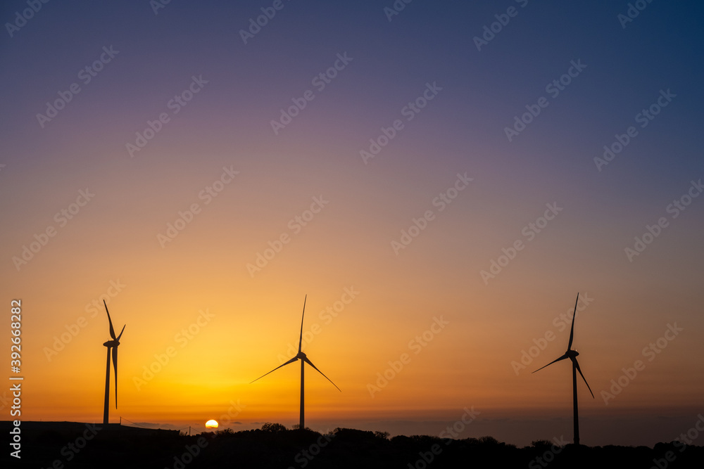 Wind turbines at sunrise