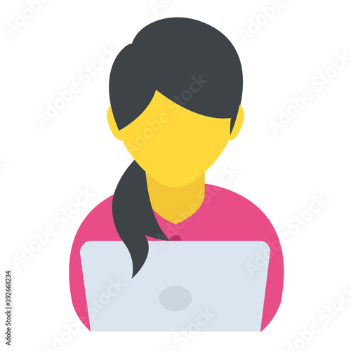 
Flat icon design of girl avatar
