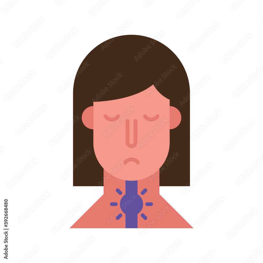 woman with sore throat covid19 symptom flat style icon woman with sore throat covid19 symptom flat style icon