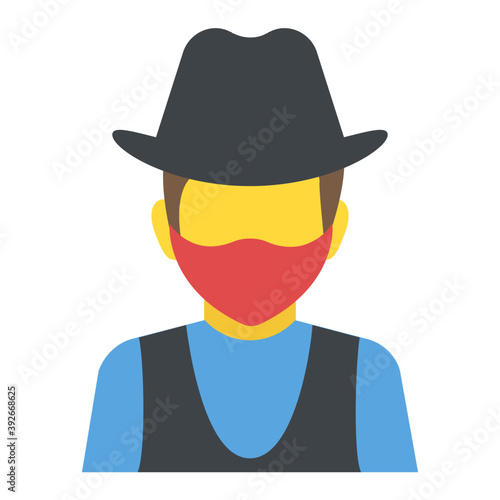 
Flat icon design of detective 
