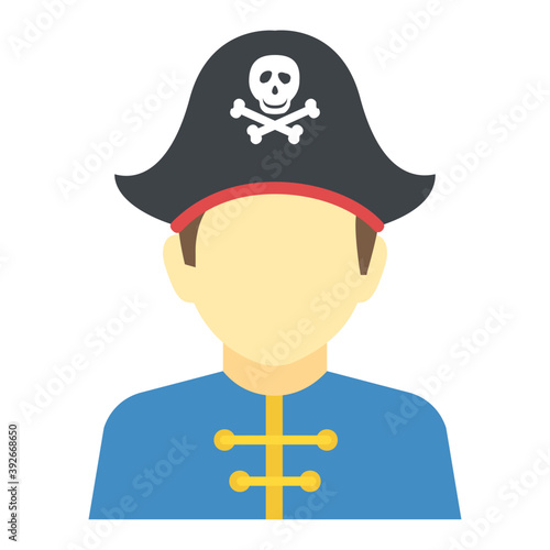
Flat icon design of a pirate 
