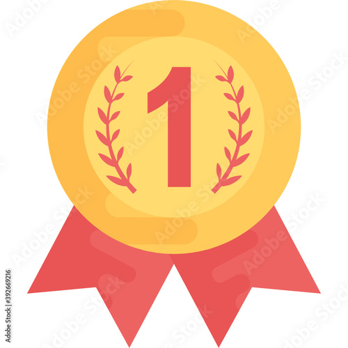 
Flat vector icon of first position medal 

