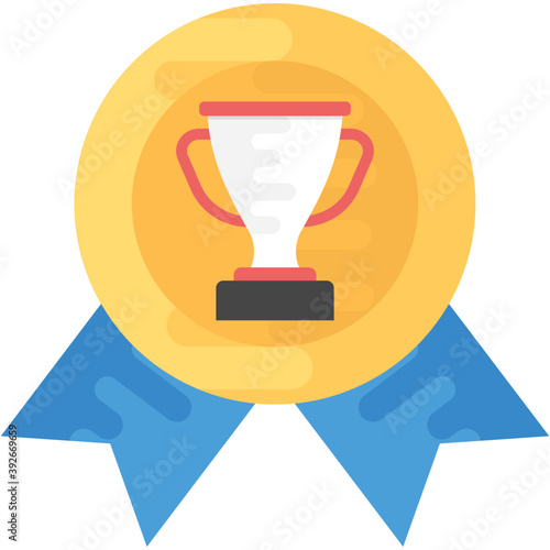 
Winner award medal with supports cup flat icon
