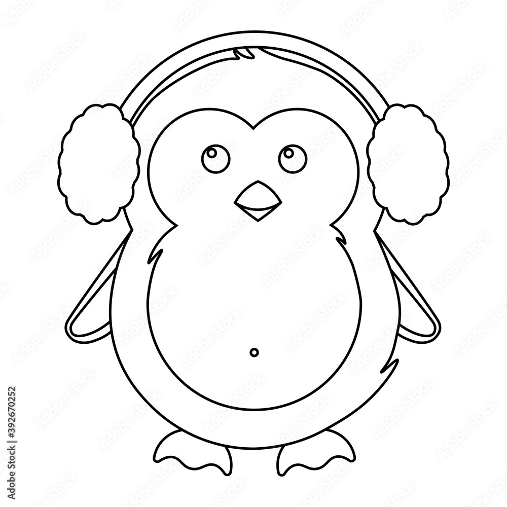 Simple illustration of cute winter penguin for Christmas holiday Simple illustration of cute winter penguin for Christmas holiday
