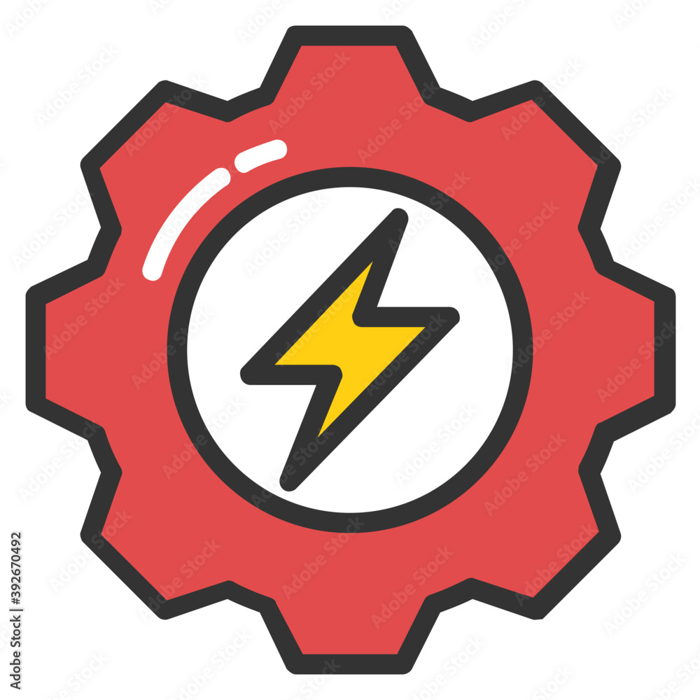 Lightning bolt inside gear symbolising technology or power
Lightning bolt inside gear symbolising technology or power