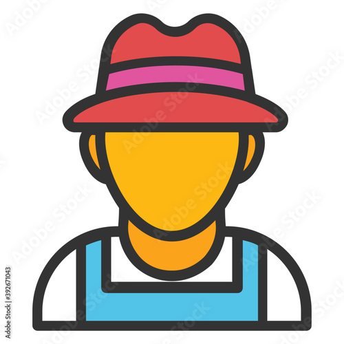 
A person avatar with hat showing him to be a gardener
