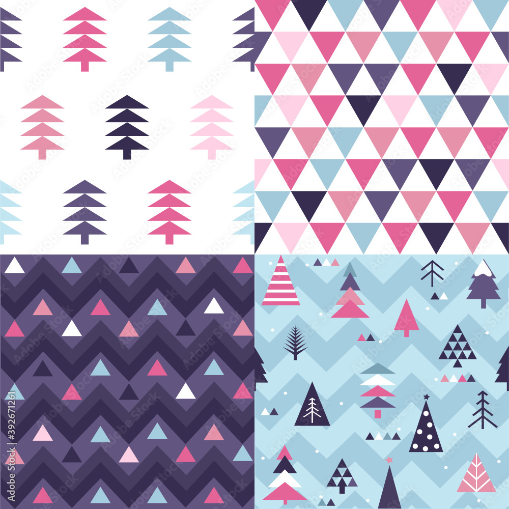 Obraz premium Winter christmas vector seamless patterns