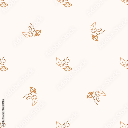 Seamless background forest tree leaf gender neutral pattern. Whimsical minimal earthy 2 tone color. kids nursery wallpaper or boho cartoon woodland fashion all over print. 