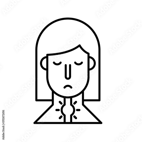 woman with sore throat covid19 symptom line style icon