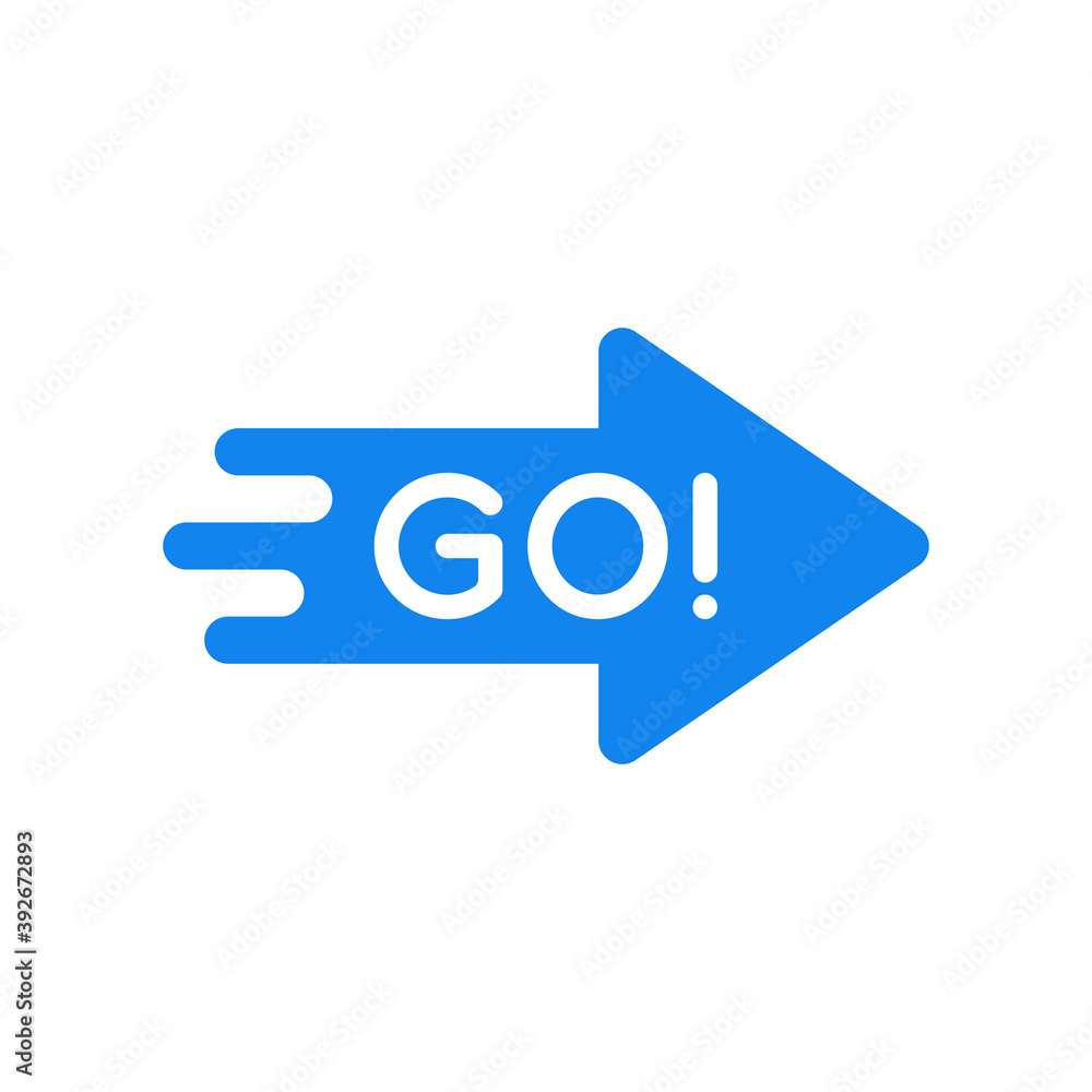 blue arrow icon with go word like action Stock Vector