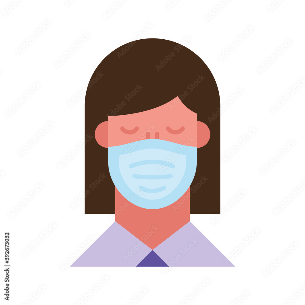 woman using face mask flat style icon