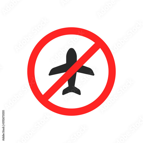 simple flight canceled icon with red ban
