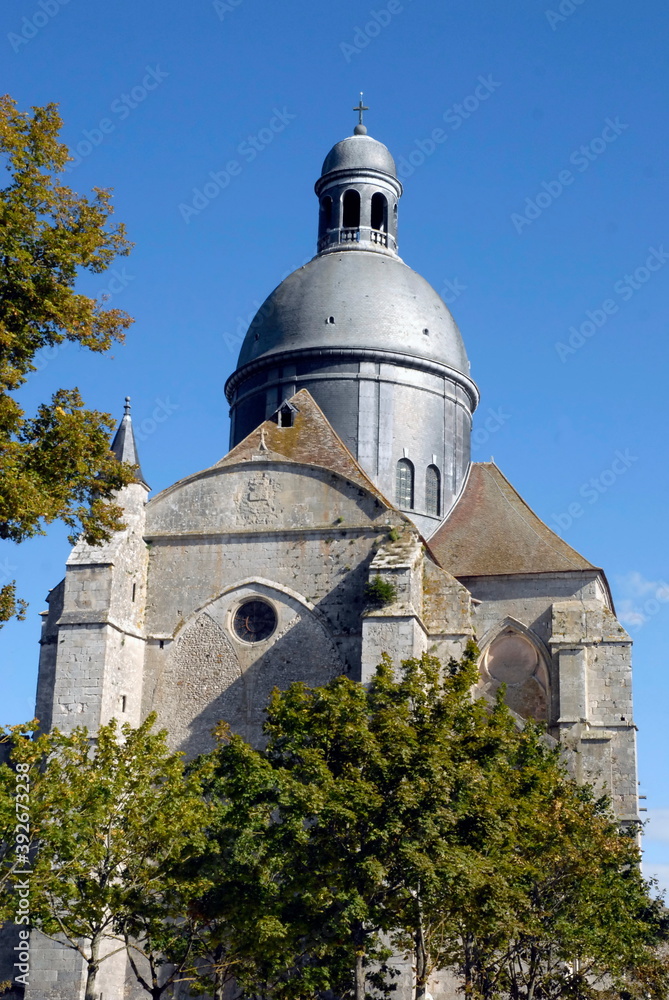 ville de Provins, église dans les arbres en centre ville, département de Seine-et-Marne, France