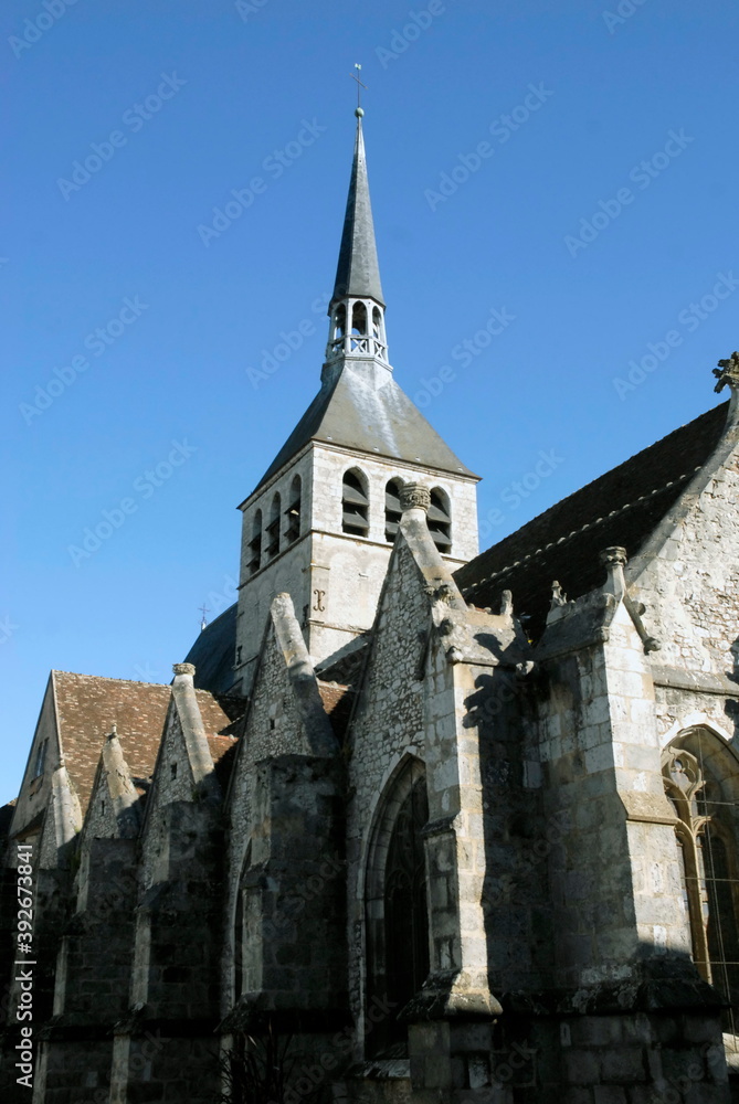 ville de Provins, église Sainte-Croix (XIIe siècle) et son clocher, département de Seine-et-Marne, France