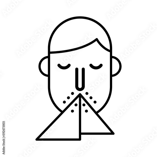 person sneezing line style icon