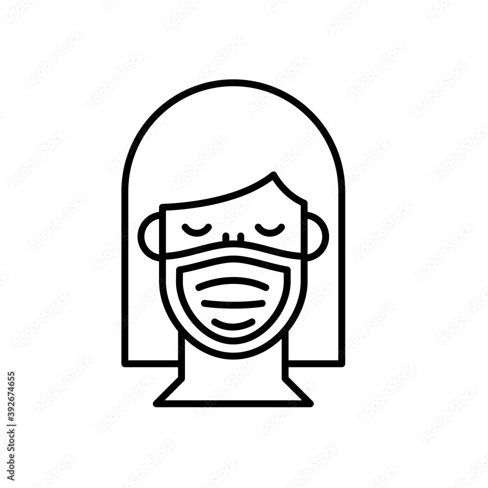 woman using face mask line style icon woman using face mask line style icon