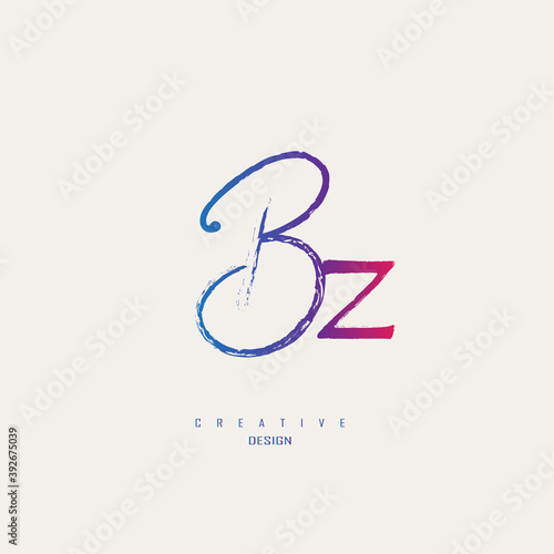 logo bz, zb in pink combined with blue and brush strokes, a symbol of beauty and women