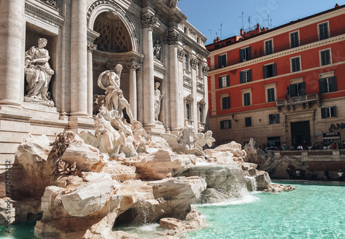 Fountain The Trevi or Fontana di Trevi in Rome, Italy. Famous fountain in Rome. Architecture and landmark of Rome.