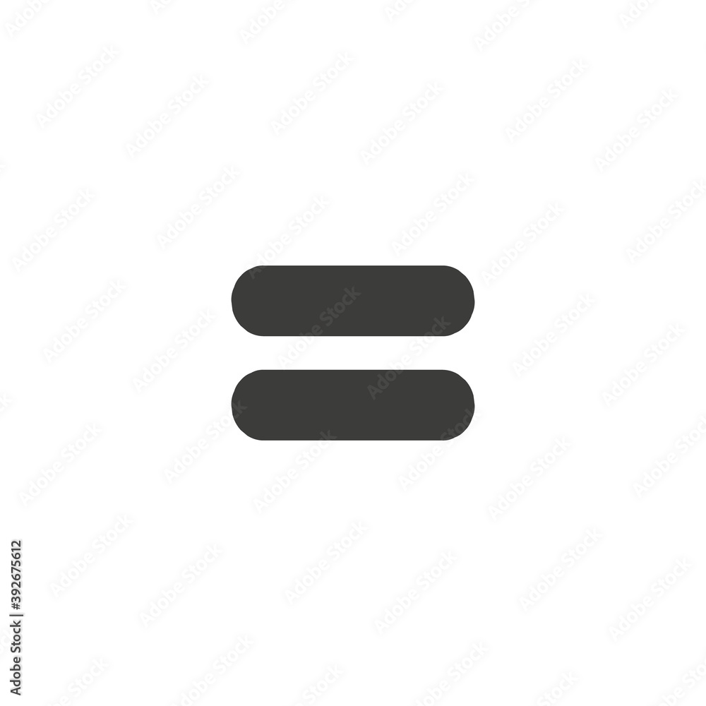 Black icon of equal on white background, equivalent vector - obrazy, fototapety, plakaty 