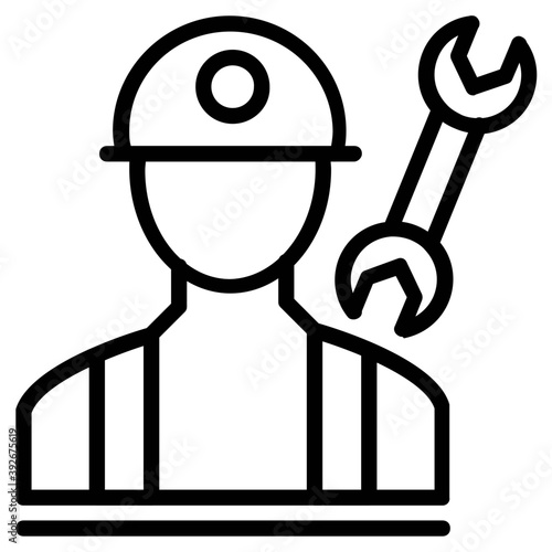 
Man with spanner showing concept of repairman and technician 
