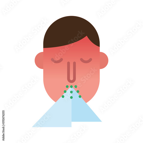 person sneezing flat style icon