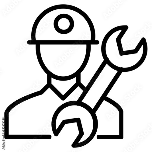 
Man with spanner showing concept of repairman and technician 
