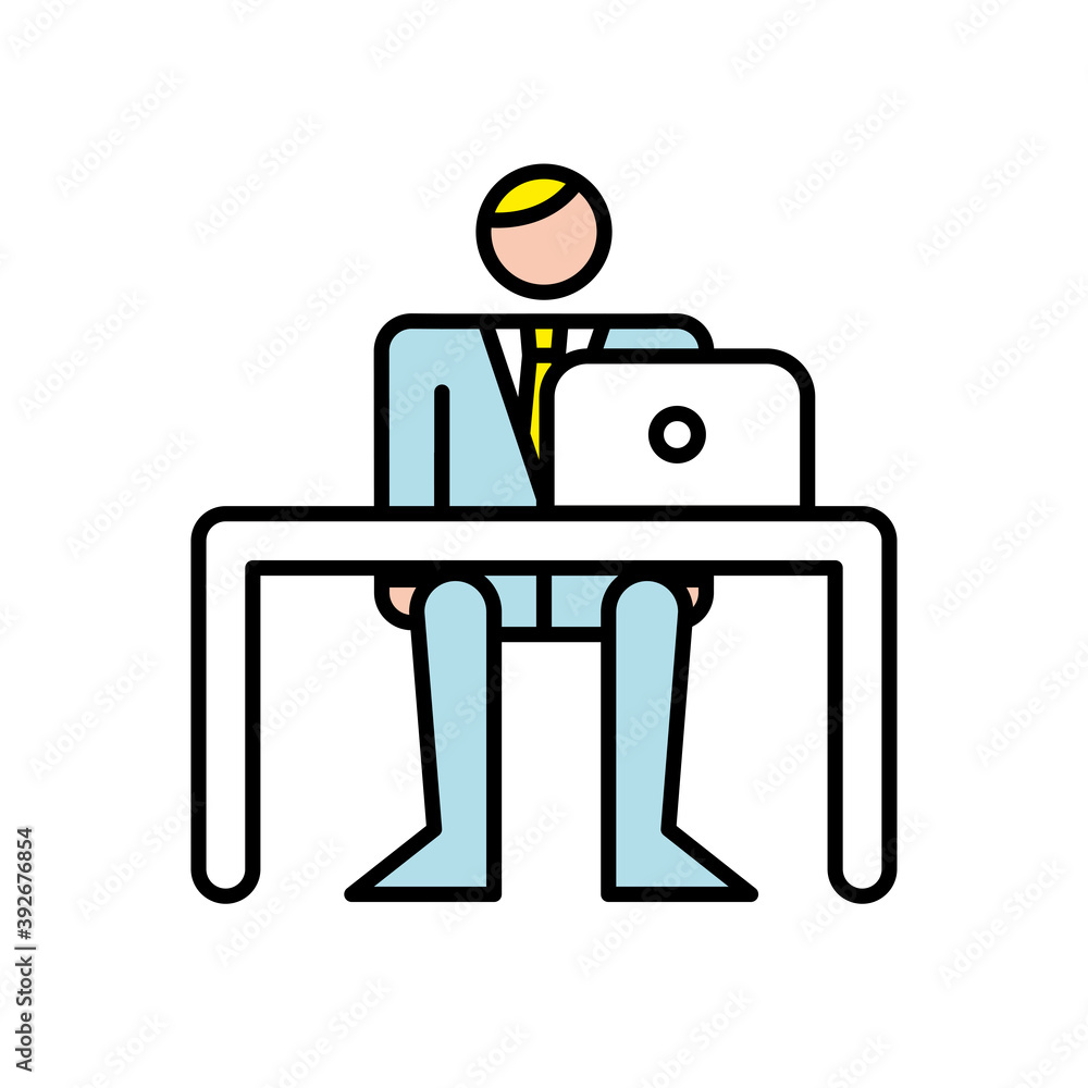 business man working with laptop in office avatar character business man working with laptop in office avatar character