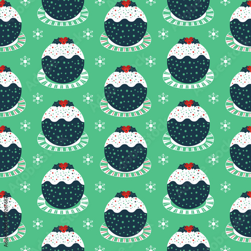 Traditional Christmas Pudding seamless pattern