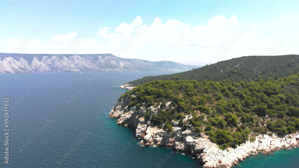 Uninhabited Dalmatia Island in the Adriatic Sea in Croatia. Aerial Approach Uninhabited Dalmatia Island in the Adriatic Sea in Croatia. Aerial Approach
