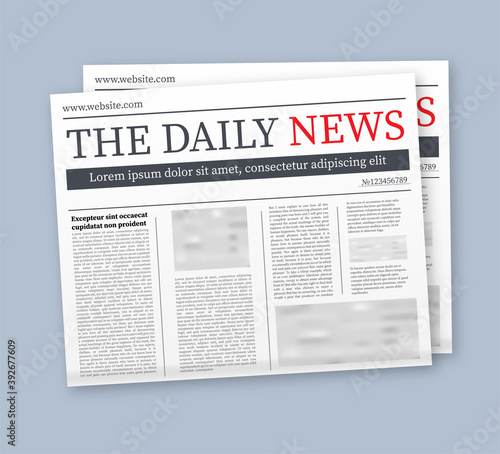 Vector mock up of a blank daily newspaper. Fully editable whole newspaper in clipping mask. Vector stock illustration,