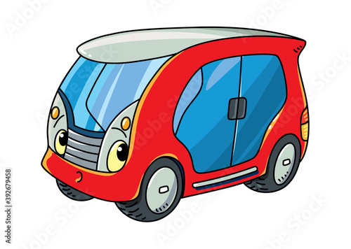 Funny electric self-driving car with eyes