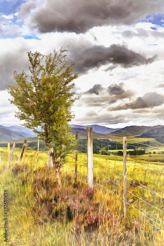 Highlands landscape colorful painting looks like picture