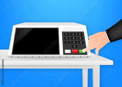 Electoral Urn. Translations Fim means End, Urna Urn, Eleitoral Electoral. Vector stock illustration.