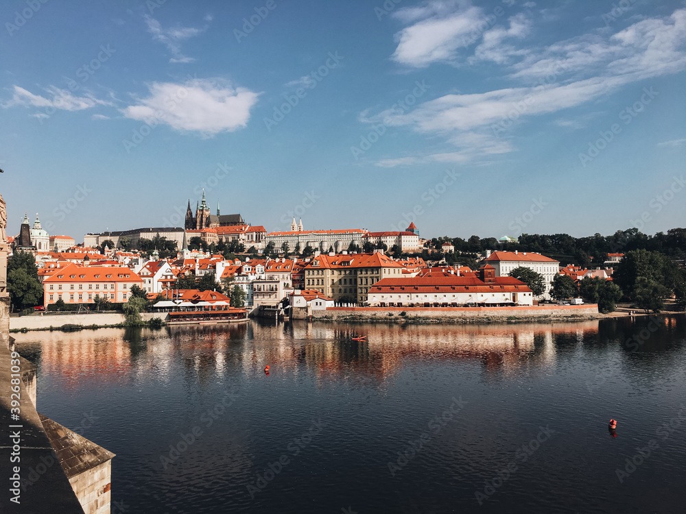Center of Prague. Streets of Prague. Travel to Prague, Czech Republic. Vltava river.