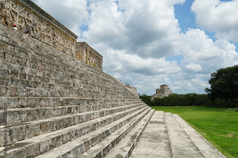 uxmal, mexico, yucatan. monument, pyramid, unesco, buildings, merida, campeche, sky, nature