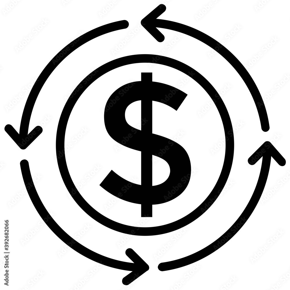 A dollar coin with circular arrows concept of money processing
A dollar coin with circular arrows concept of money processing