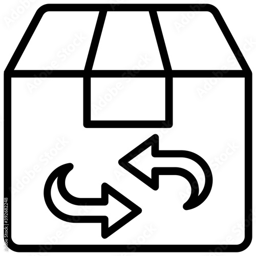 
A delivery box with circular arrows concept of return package
