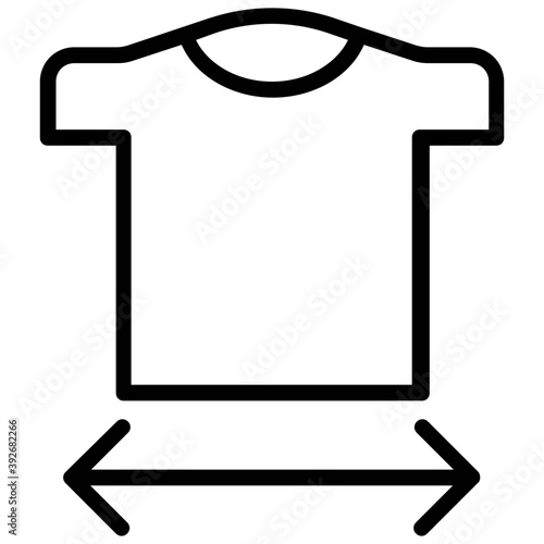 
A dress with width arrow concept of dress sizing 
