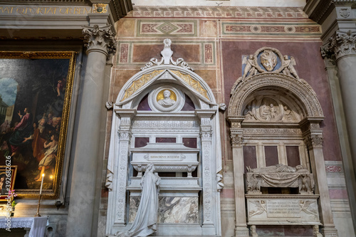 Panoramic view of interior of Basilica di Santa Croce