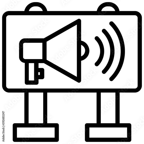 
A roadside signboard with magnificent megaphone concept of offer advertisement 
