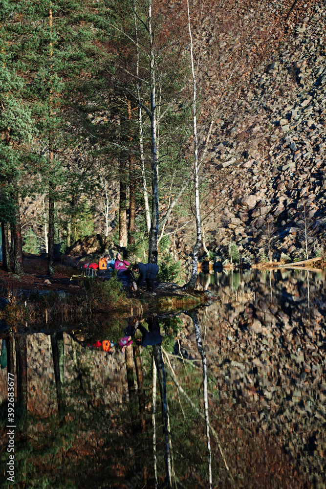 Naklejka premium Nature of Oslomarka, Norway. Trekking is very popular in Norway.