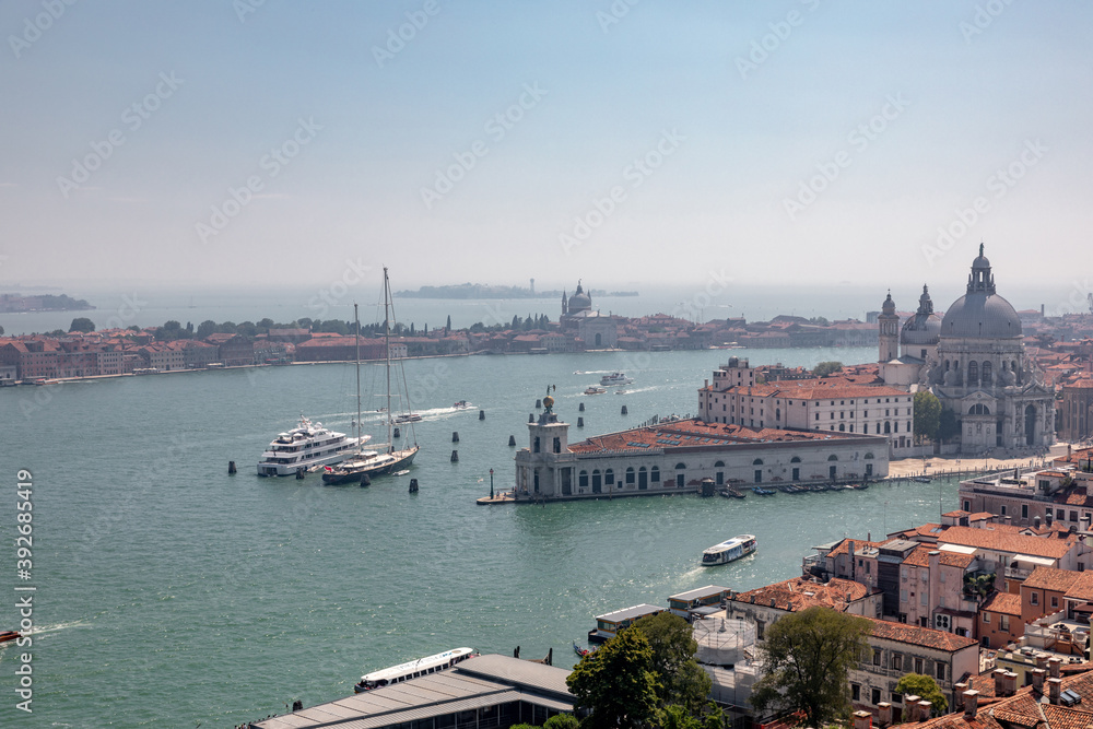 Panoramic view of Venice city and Basilica di Santa Maria della Salute