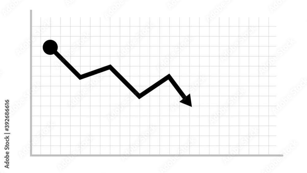 Black Line Graph with Arrow Showing Losses 2D Animation Black Line Graph with Arrow Showing Losses 2D Animation