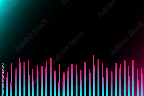 Abstract sound wave stripe lines colourful equalizer isolated on black background. Music waves, gradient color background. Social media concept.Vector illustration.