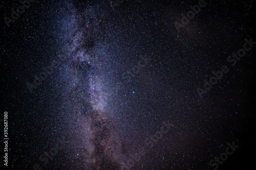 Overhead milky way with stars in clear summer night.   Country side.